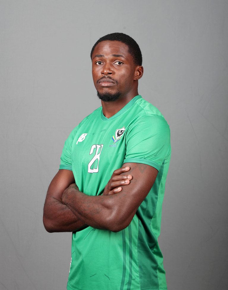 Loyce Marius Mbaba of Gabon  during the 2025 Africa Cup of Nations AFCON Gabon Photo Call at the Hilton Palace, Agadir on the 23 December 2025 ©Muzi Ntombela/BackpagePix