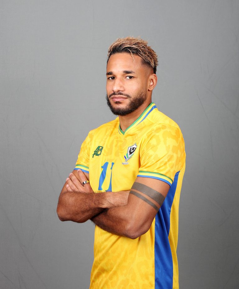 Jim Allevinah of Gabon  during the 2025 Africa Cup of Nations AFCON Gabon Photo Call at the Hilton Palace, Agadir on the 23 December 2025 ©Muzi Ntombela/BackpagePix